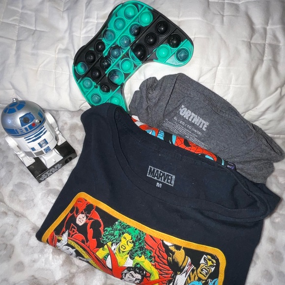 Marvel M*Fortnite *Star Wars XBOX pop-it TEE bundle youth large. Unisex BLACK - Picture 12 of 13